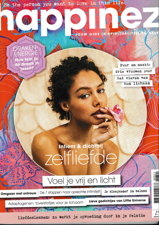Manus Dragons featured in Happinez magazine," "Close-up of Master Apatite Manus Dragon 'Trinity' in Happinez.