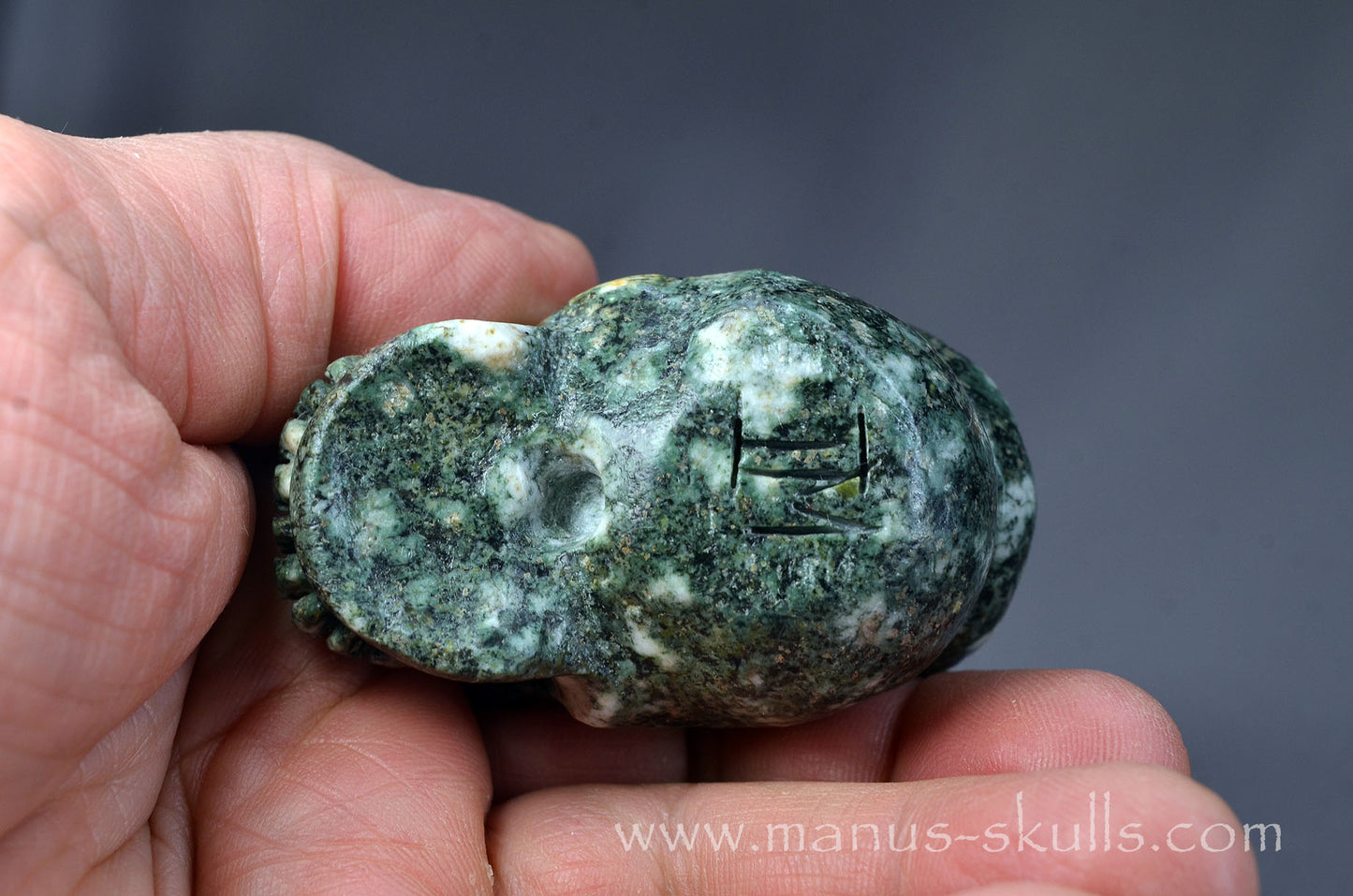 Preseli Bluestone Skull with 3-D Spiral top