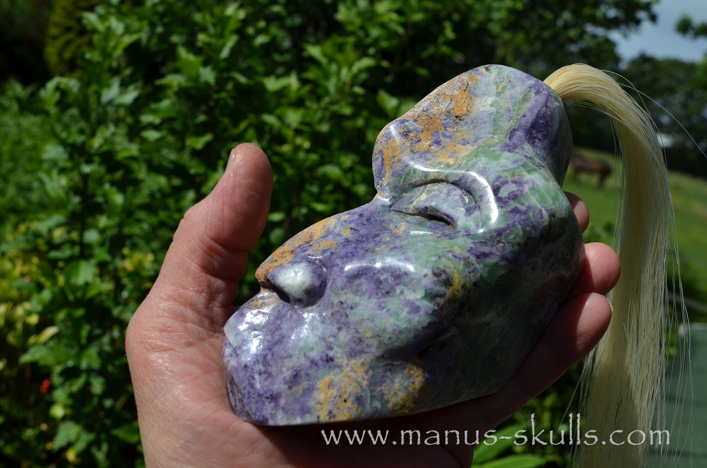 Stunning Fluorite in Barite Tribal Skull #093