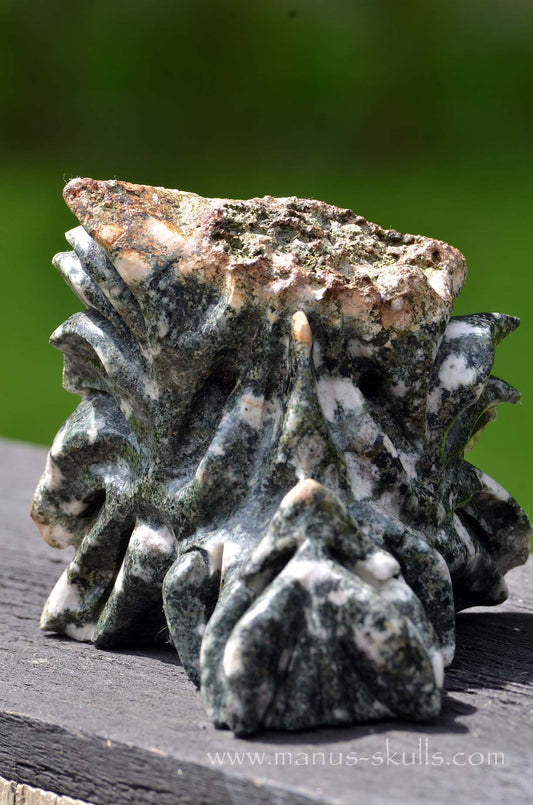 Manus skulls unique Crystal Carvings handmade skulls dragons pendants preseli bluestone tribals spiritual meaning wand Unicorn ..