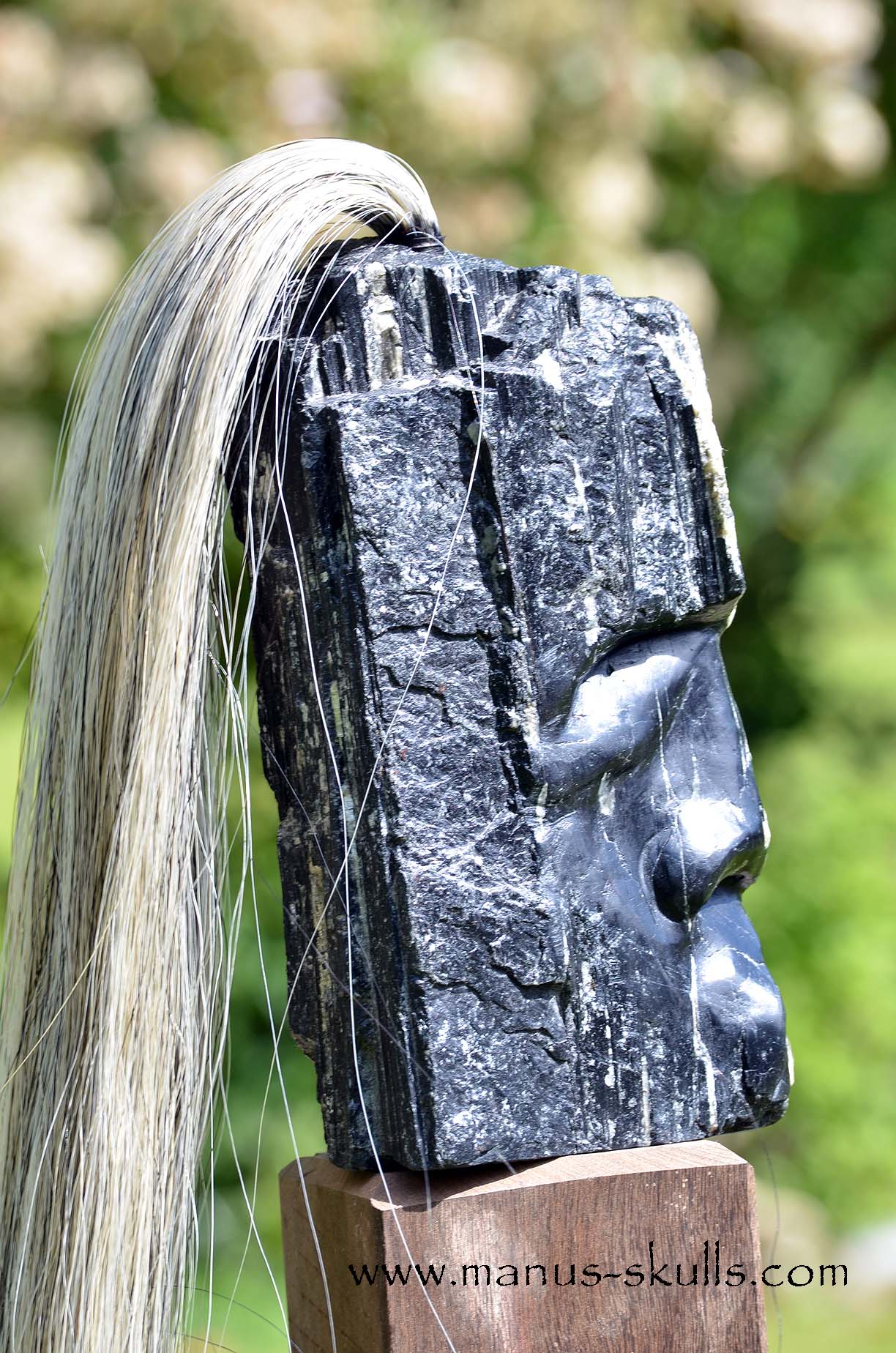 Black Tourmaline Tribal Skull #051