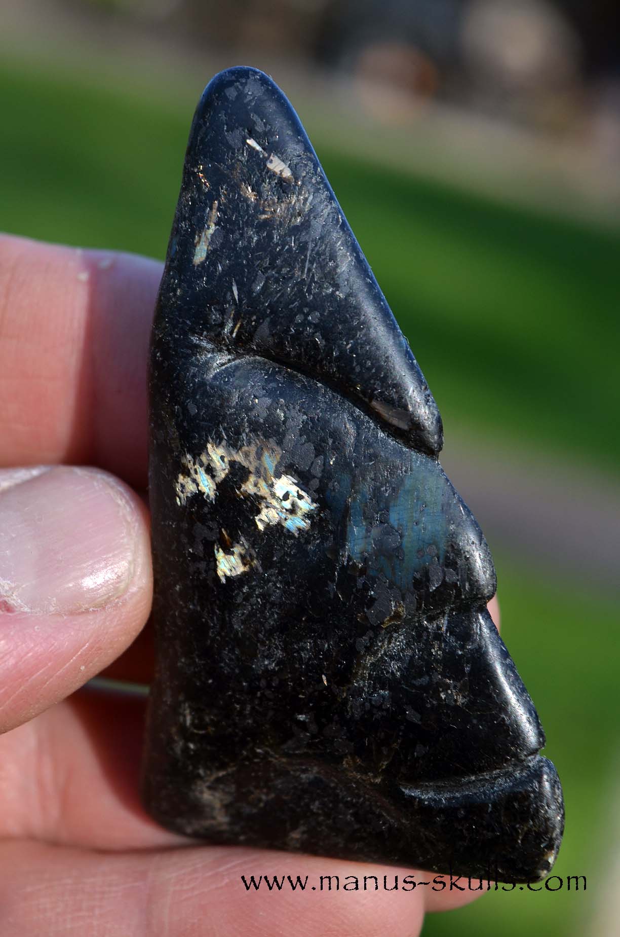 Manus skulls unique Crystal Carvings handmade skulls dragons pendants preseli bluestone tribals spiritual meaning wand Unicorn .. nuummite