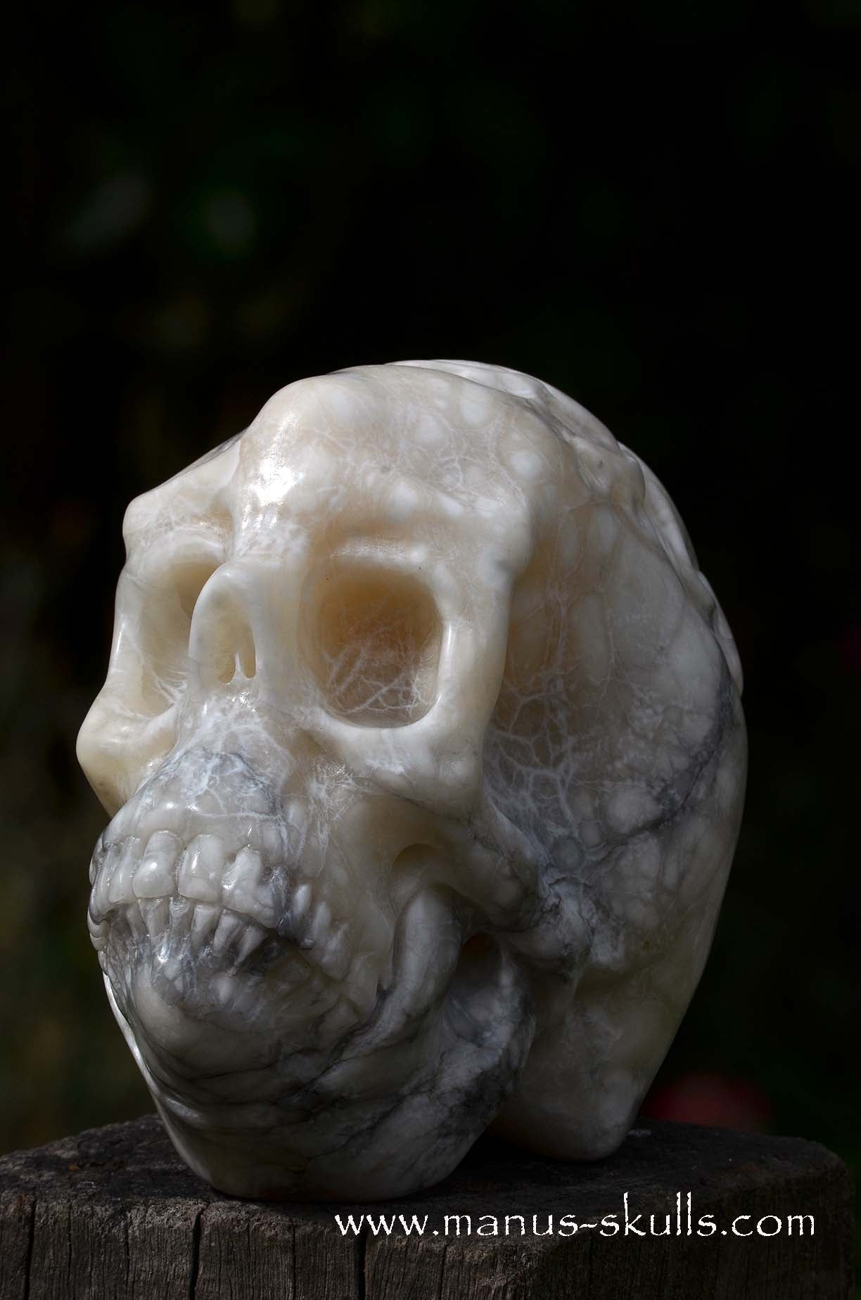 Manus skulls unique Crystal Carvings handmade skulls dragons pendants preseli bluestone tribals spiritual meaning wand Unicorn ..Alabaster