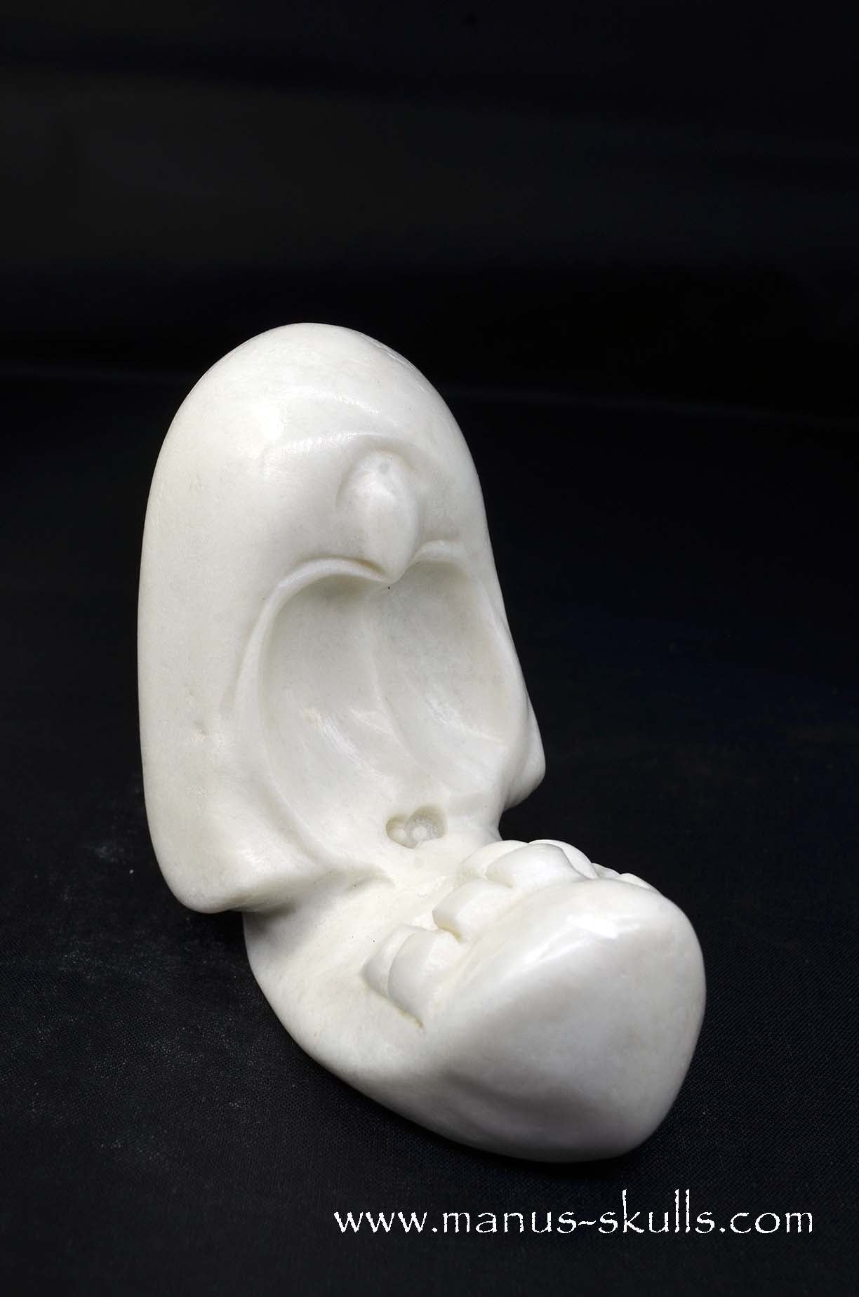 Manus skulls unique Crystal Carvings handmade skulls dragons pendants preseli bluestone tribals spiritual meaning wand Unicorn .. white steatite