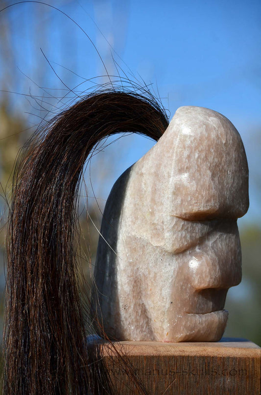 Pink Steatite Tribal Skull #033