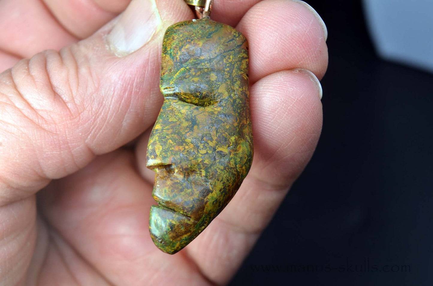 Yellow Moss Agate Tribal Pendant