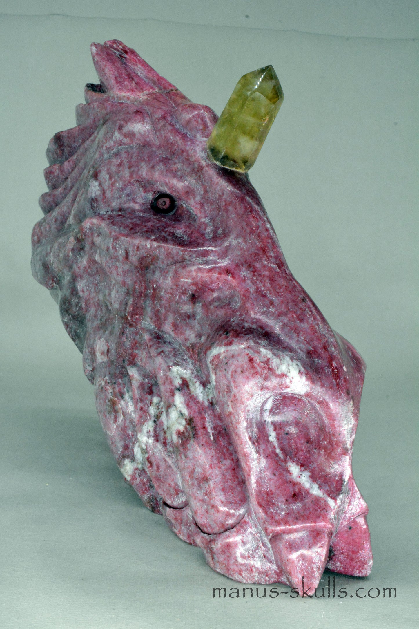 Large Thulite Unicorn Dragon with Citrine horn ....