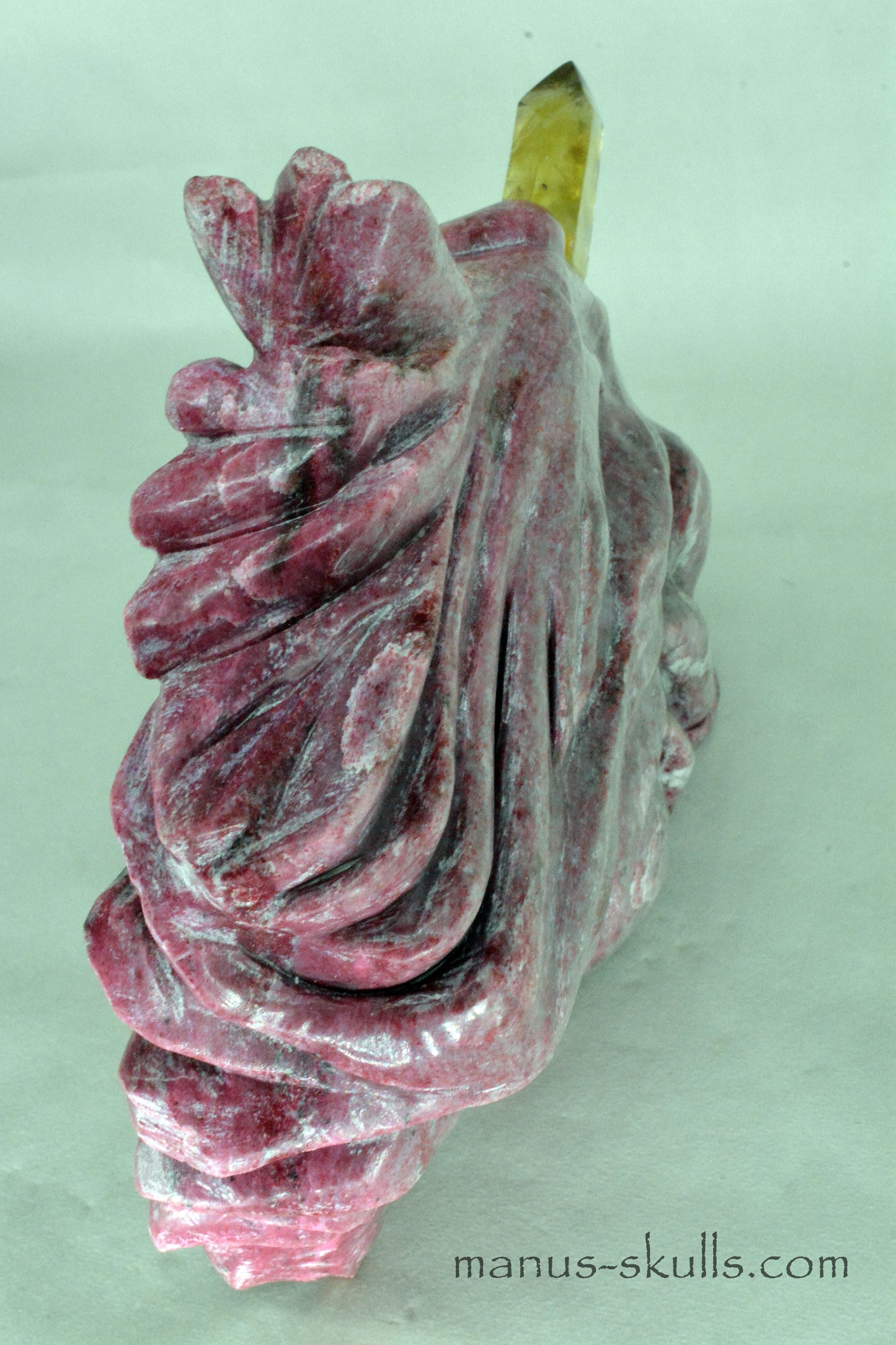 Large Thulite Unicorn Dragon with Citrine horn ....