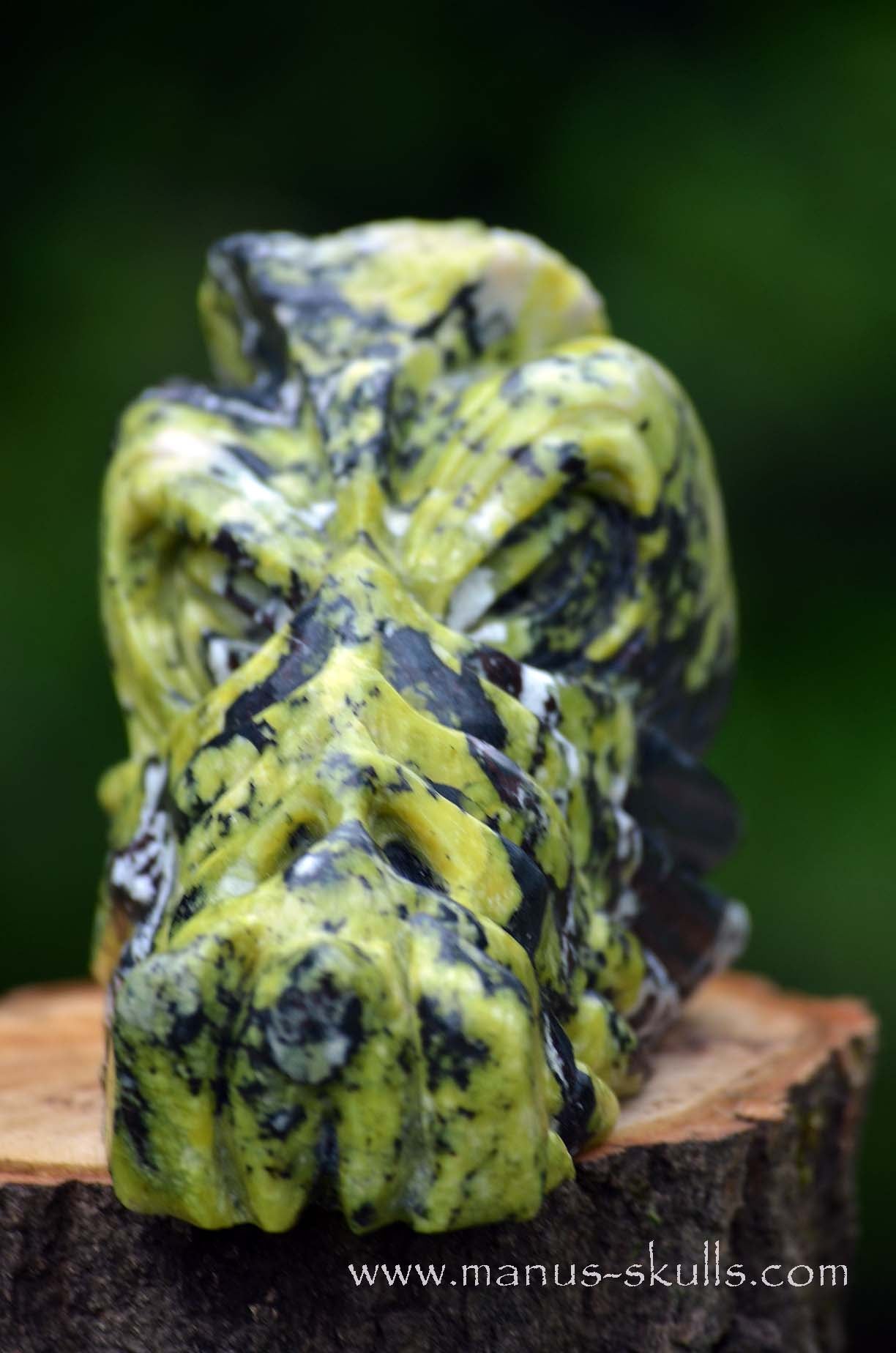 Manus skulls unique Crystal Carvings handmade skulls dragons pendants preseli bluestone tribals spiritual meaning wand Unicorn ..  Lizardite