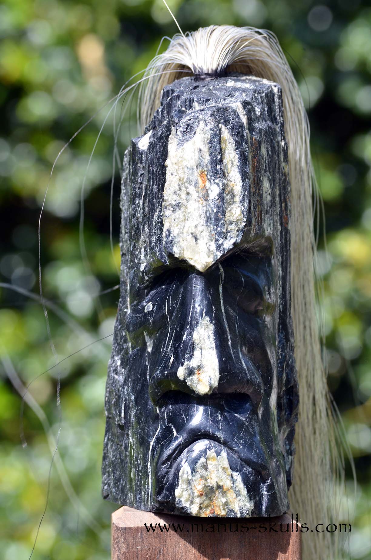 Black Tourmaline Tribal Skull #051