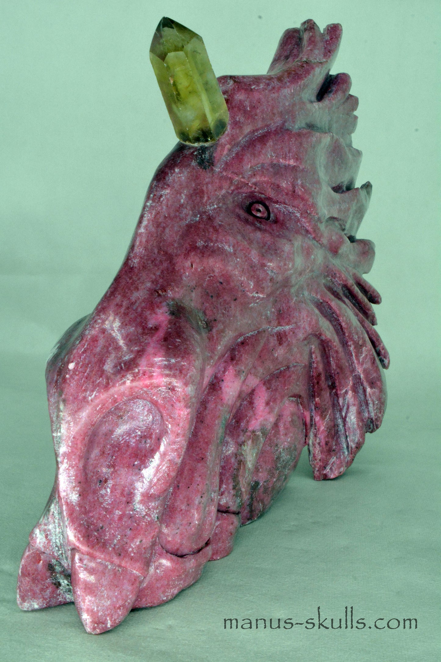 Large Thulite Unicorn Dragon with Citrine horn ....