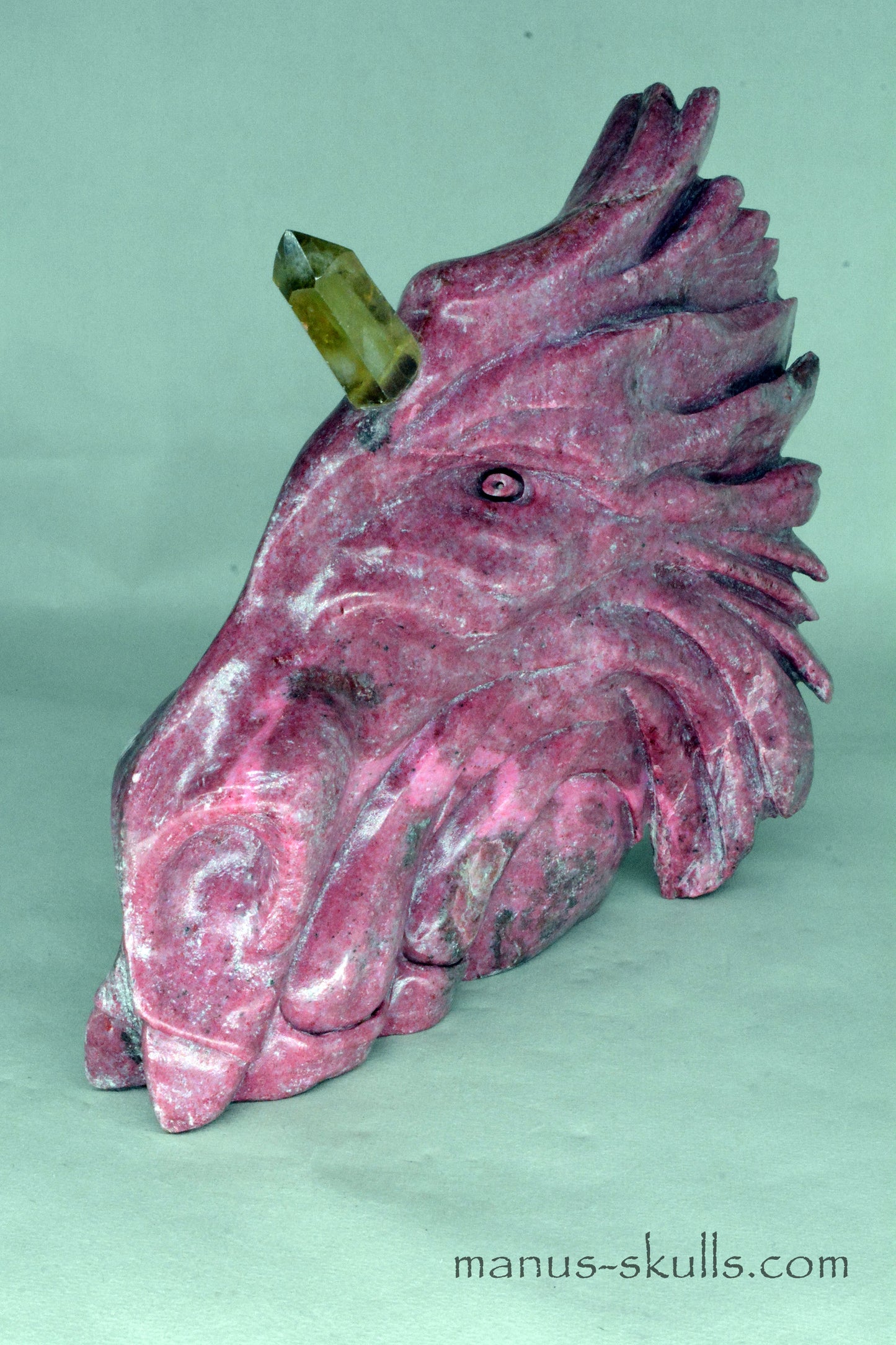 Large Thulite Unicorn Dragon with Citrine horn ....