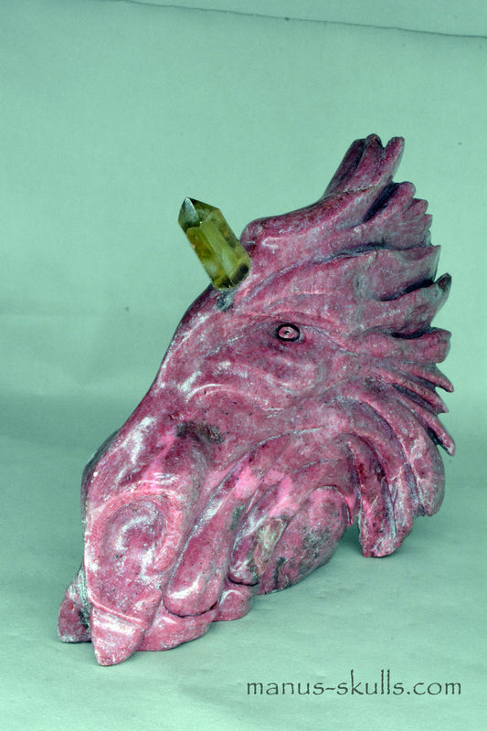 Large Thulite Unicorn Dragon with Citrine horn ....