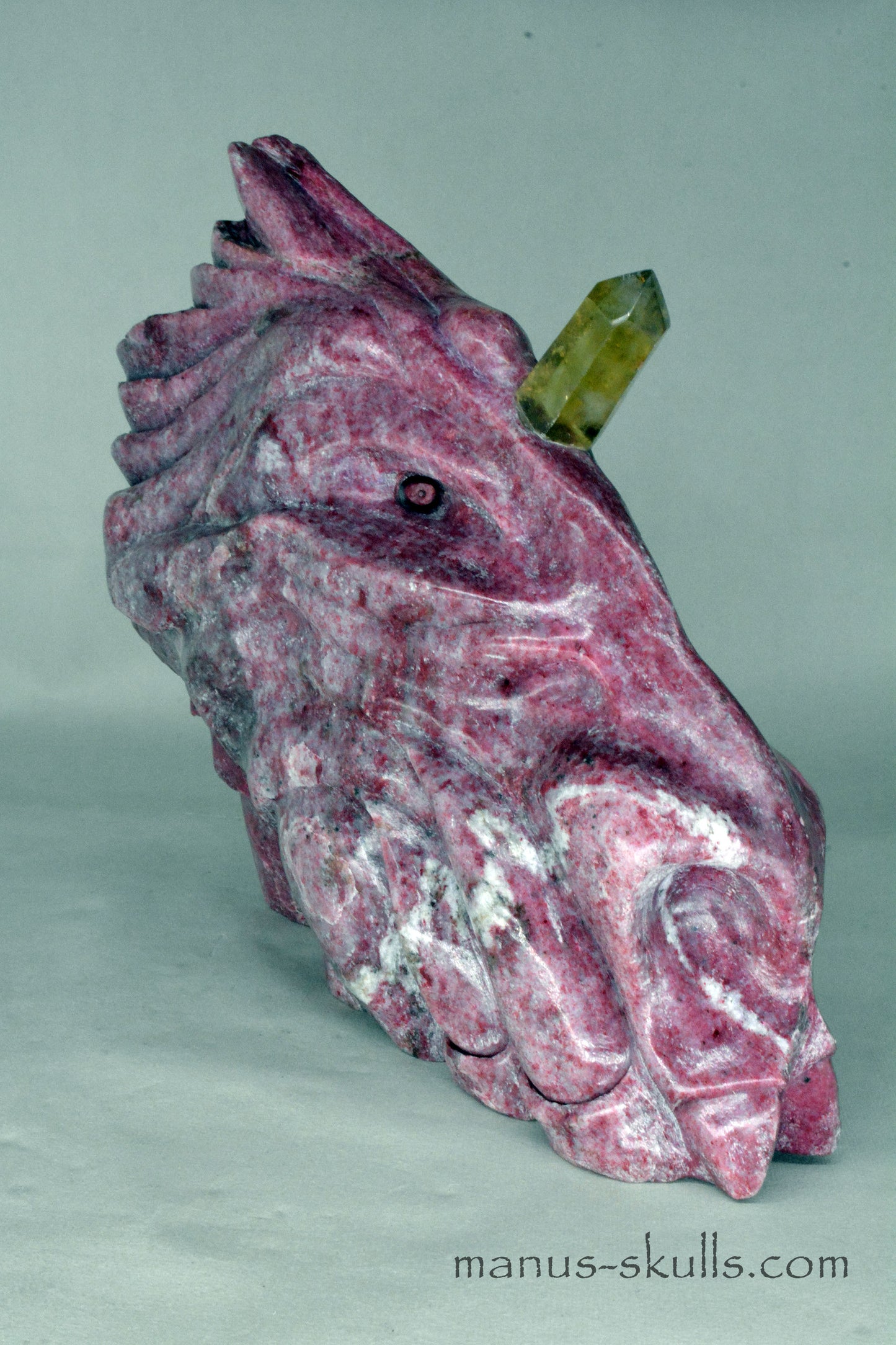 Large Thulite Unicorn Dragon with Citrine horn ....