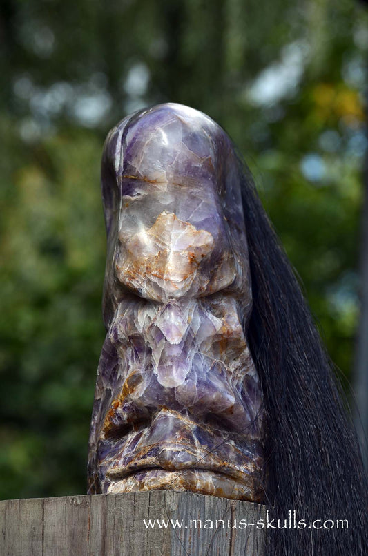 Manus skulls unique Crystal Carvings handmade skulls dragons pendants preseli bluestone tribals spiritual meaning wand Unicorn ..  amethyst