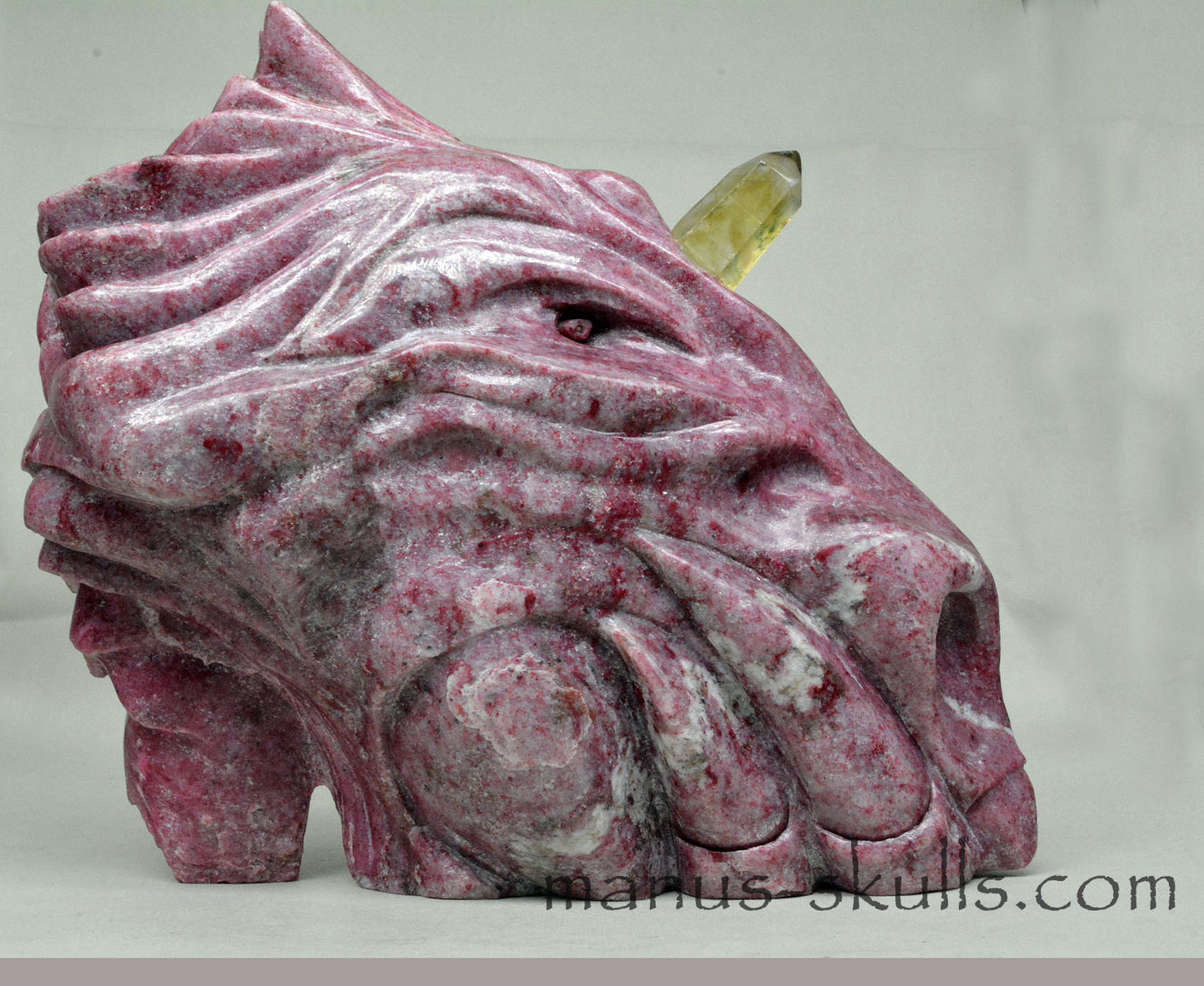 Large Thulite Unicorn Dragon with Citrine horn ....