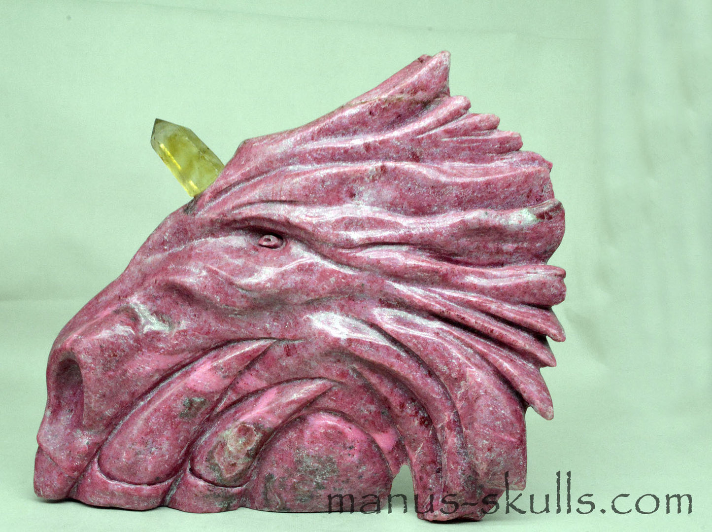 Large Thulite Unicorn Dragon with Citrine horn ....