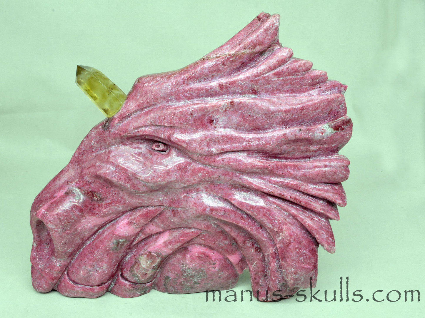 Large Thulite Unicorn Dragon with Citrine horn ....