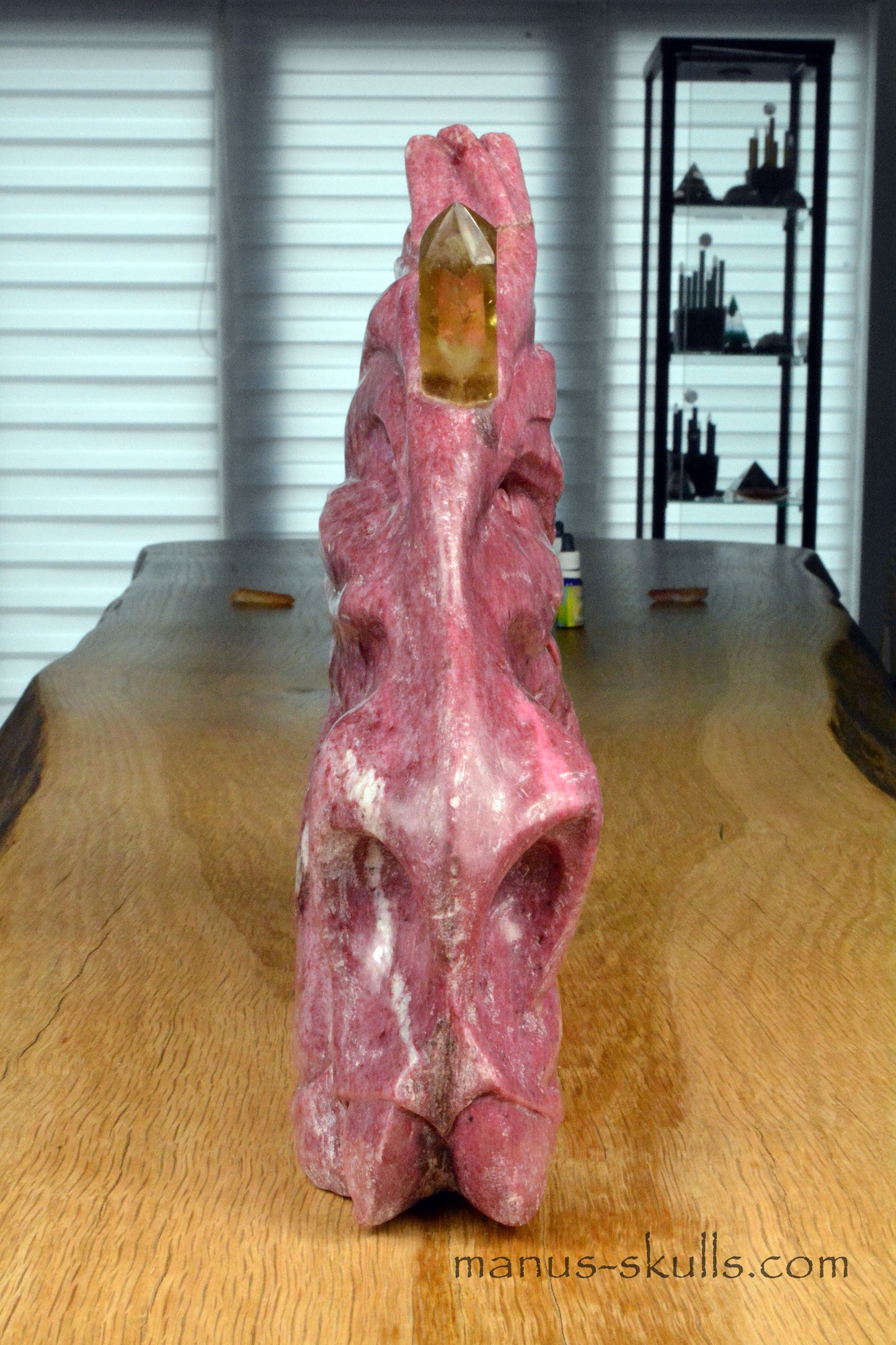 Large Thulite Unicorn Dragon with Citrine horn ....