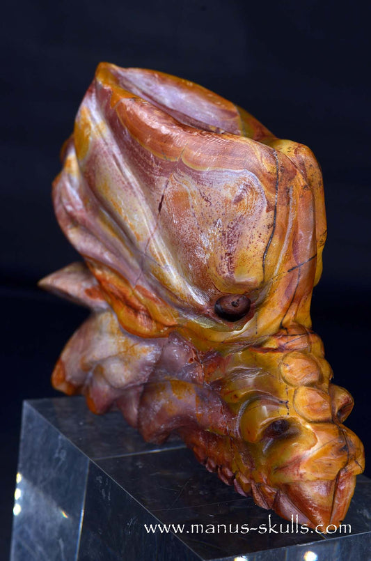 Manus skulls unique Crystal Carvings handmade skulls dragons pendants preseli bluestone tribals spiritual meaning wand Unicorn .. rainbow jasper