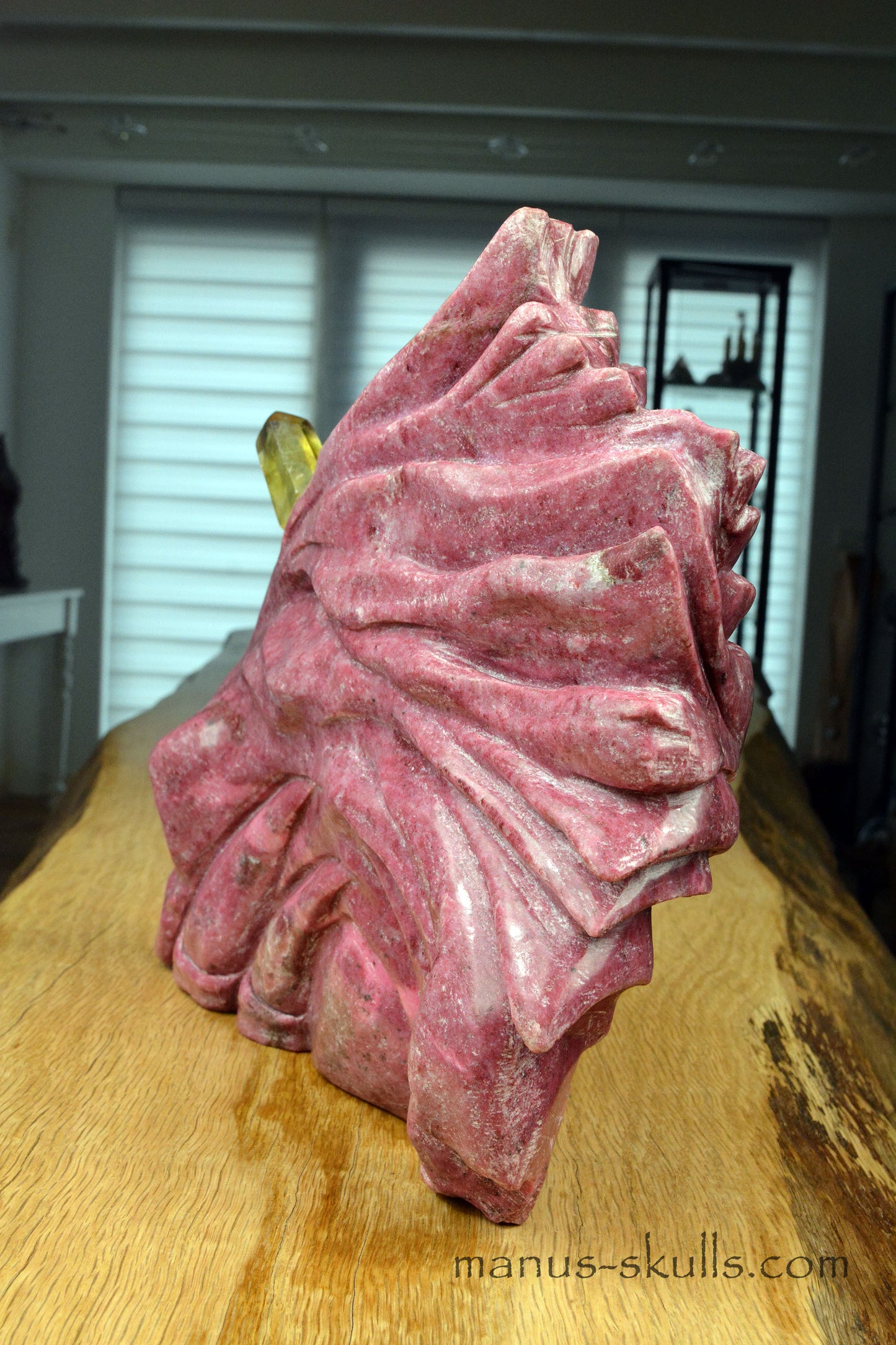 Large Thulite Unicorn Dragon with Citrine horn ....