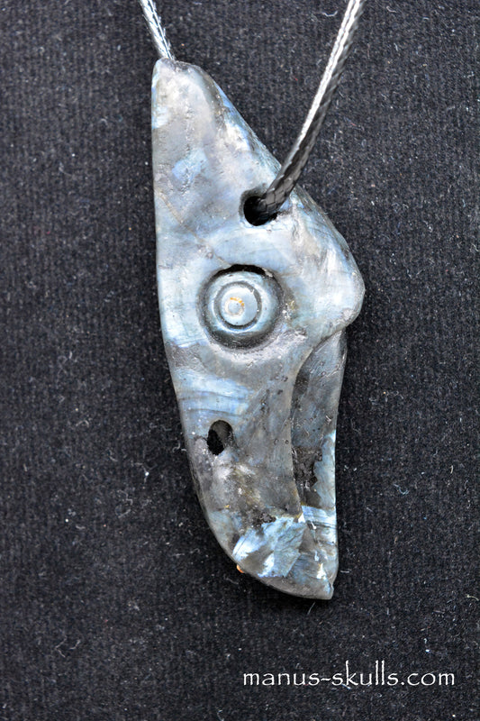 Protective Larvikite Bird Skull Pendant