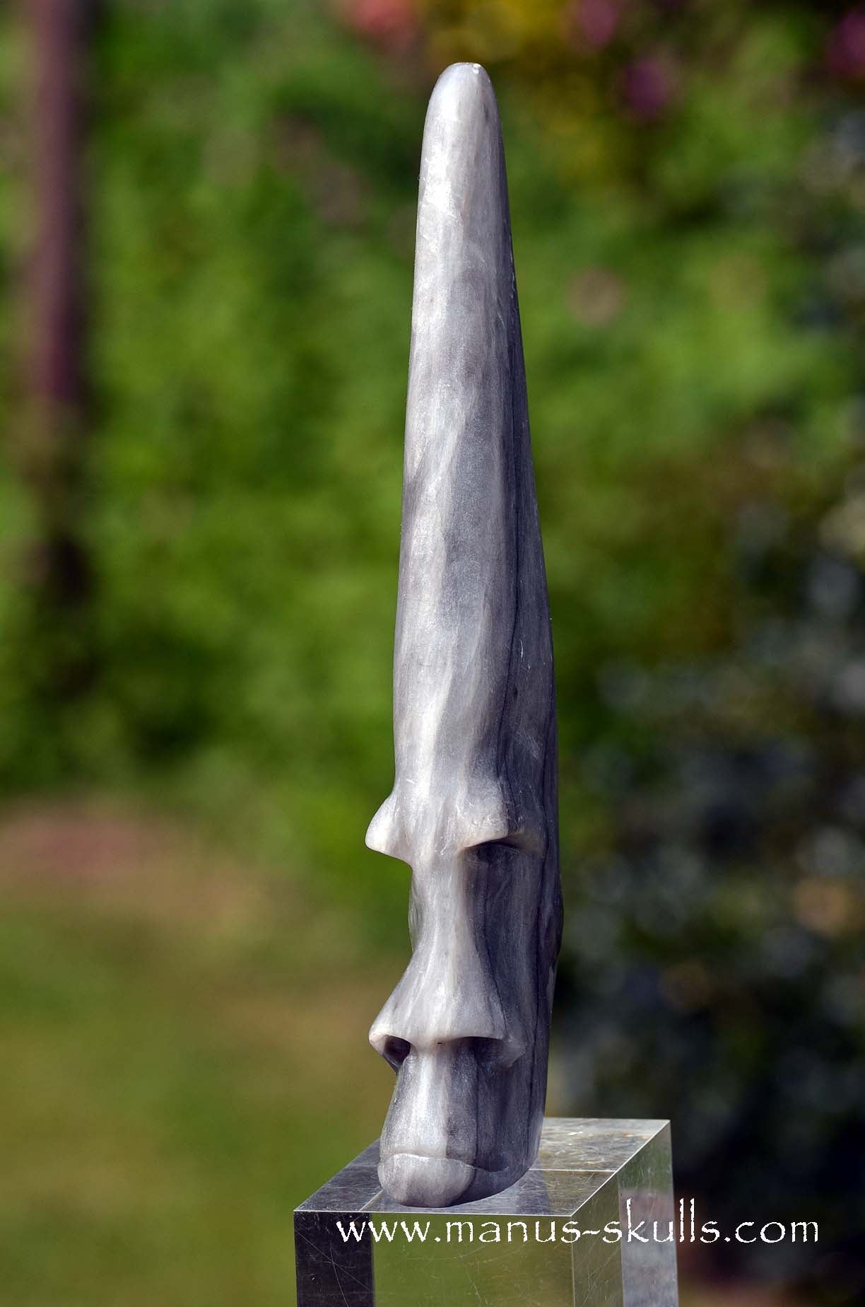 Hairless Grey Steatite Tribal Skull #044