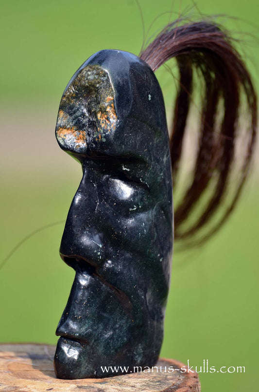 Green Steatite Tribal Skull