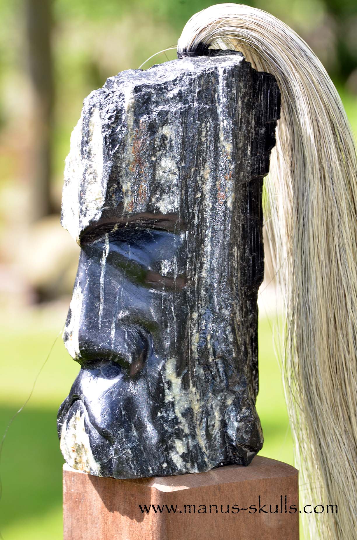Black Tourmaline Tribal Skull #051