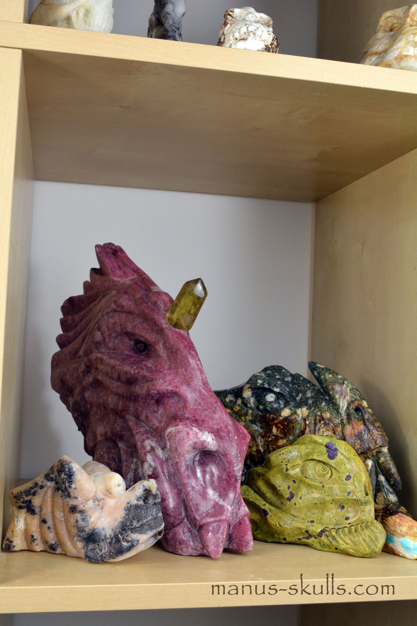 Large Thulite Unicorn Dragon with Citrine horn ....