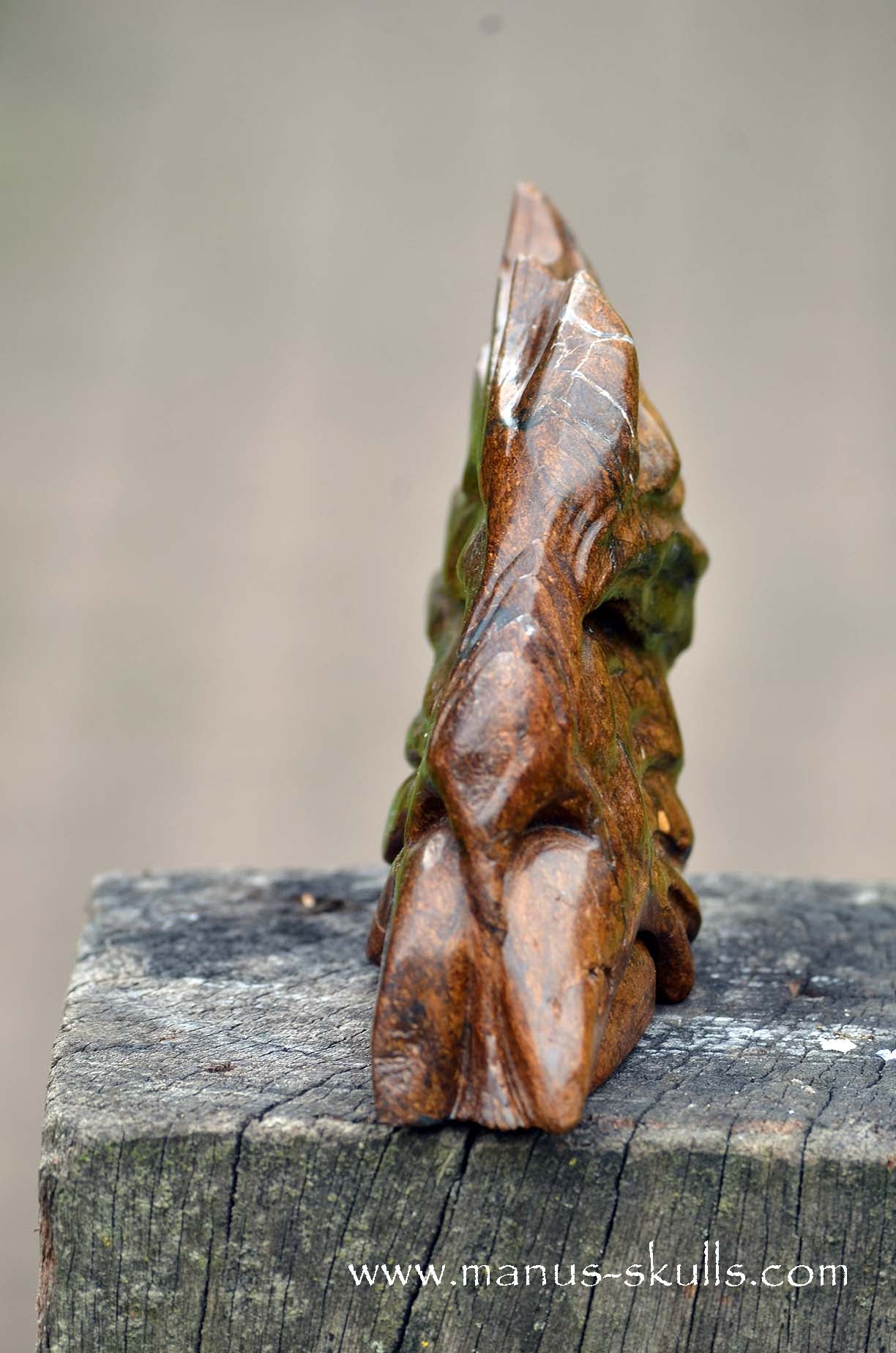 Manus skulls unique Crystal Carvings handmade skulls dragons pendants preseli bluestone tribals spiritual meaning wand Unicorn .. Bronzite