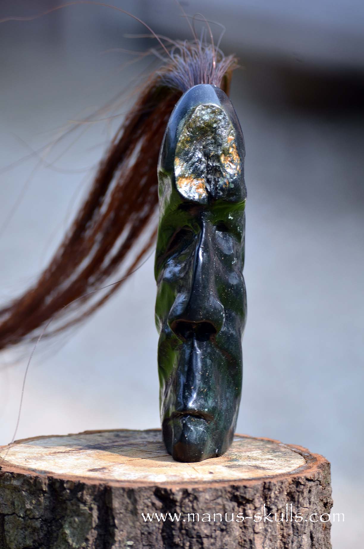 Green Steatite Tribal Skull