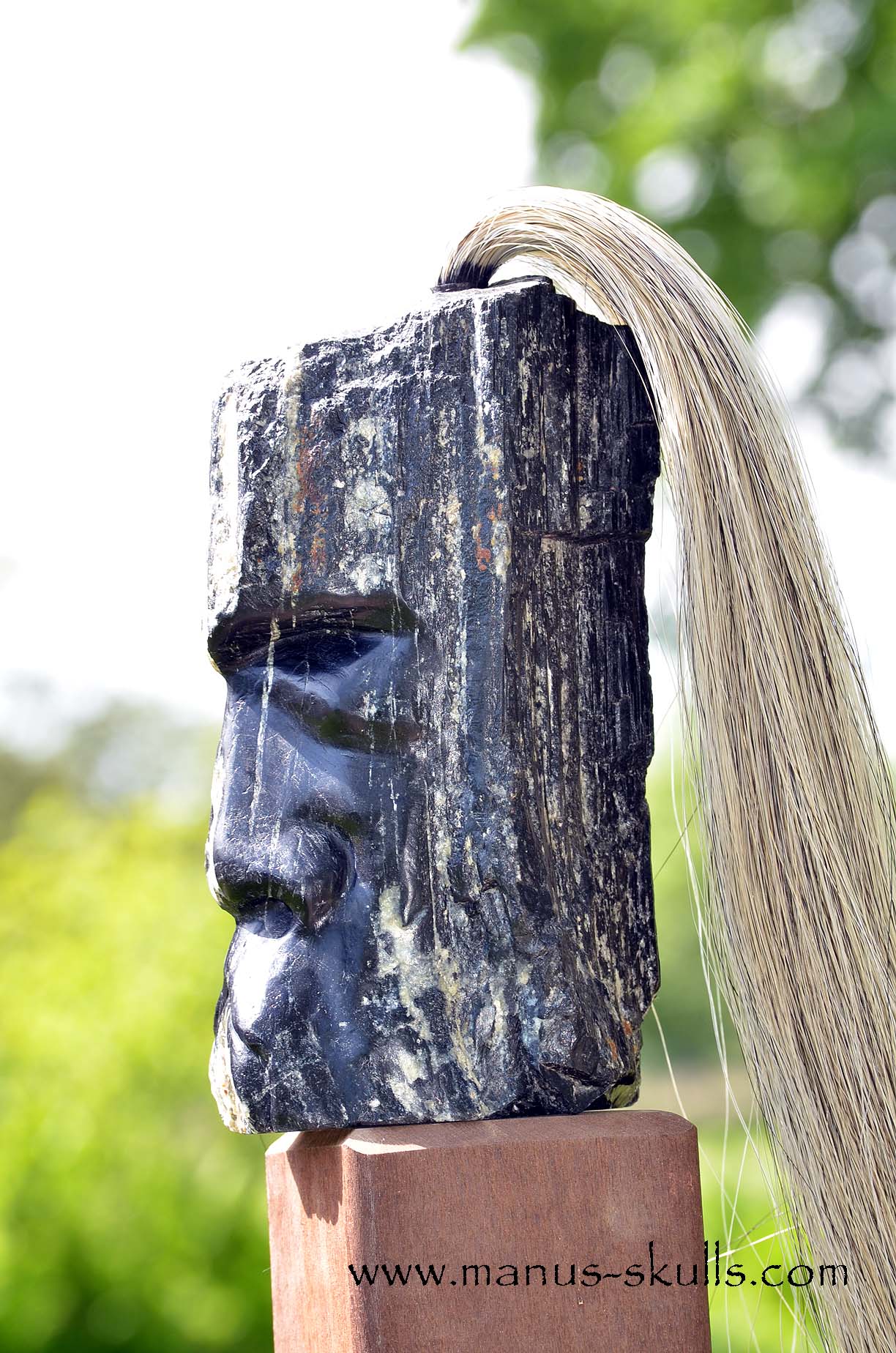 Black Tourmaline Tribal Skull #051