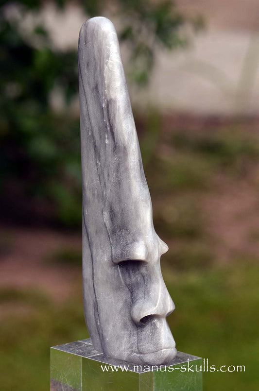 Hairless Grey Steatite Tribal Skull #044