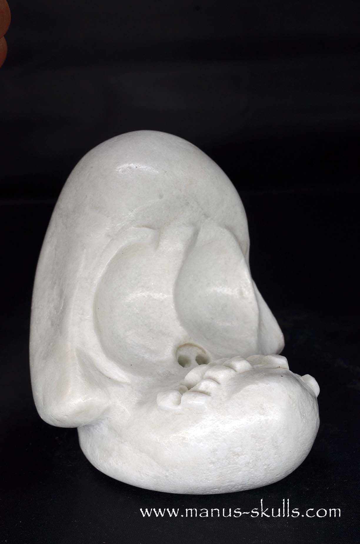 Manus skulls unique Crystal Carvings handmade skulls dragons pendants preseli bluestone tribals spiritual meaning wand Unicorn .. white steatite