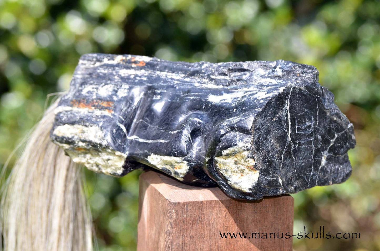 Black Tourmaline Tribal Skull #051