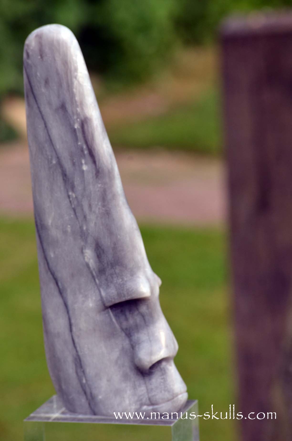 Hairless Grey Steatite Tribal Skull #044