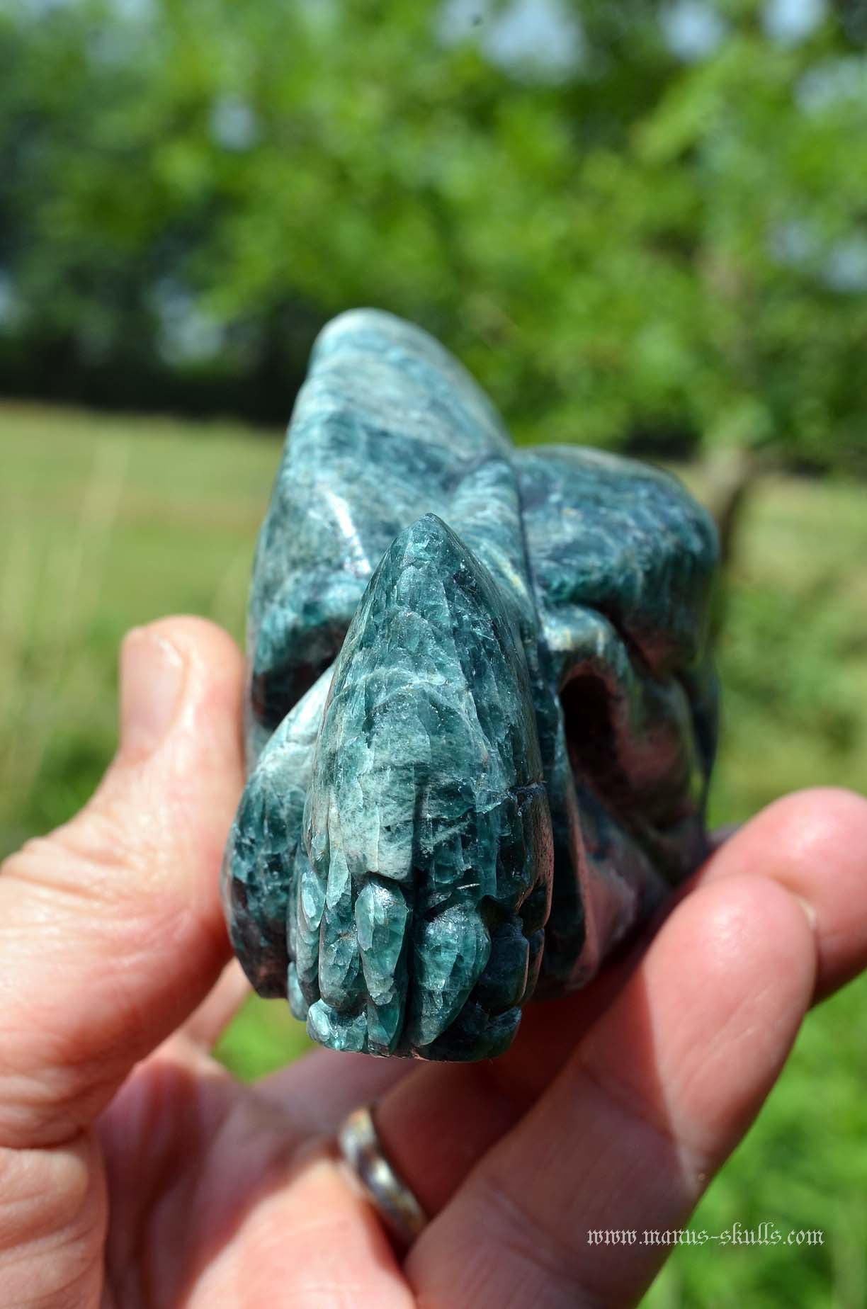 Manus skulls unique Crystal Carvings handmade skulls dragons pendants preseli bluestone tribals spiritual meaning wand Unicorn .. apatite