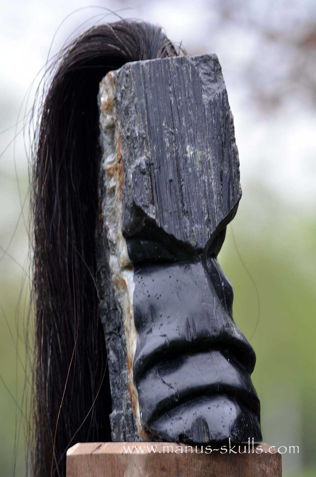 Black Tourmaline Tribal Skull #007