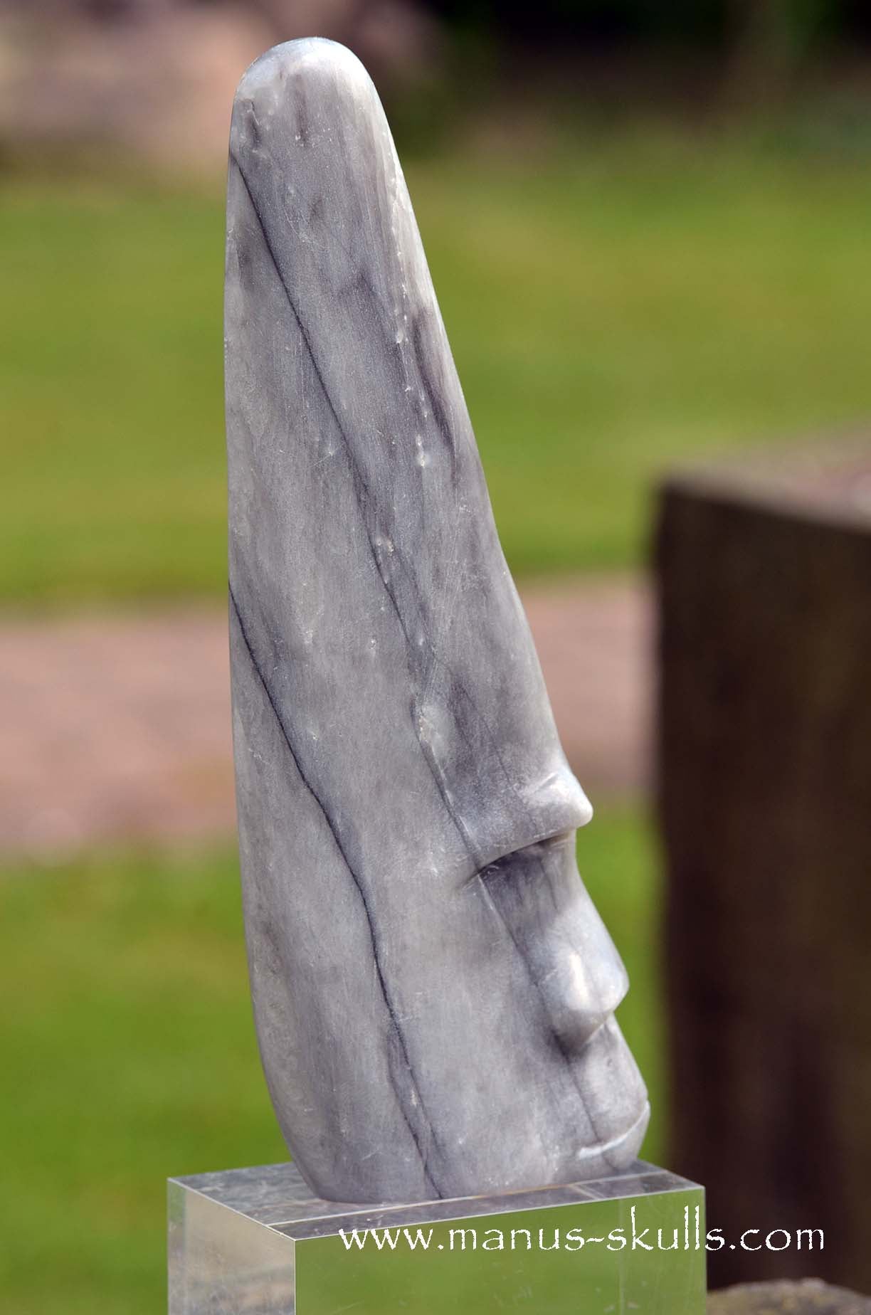 Hairless Grey Steatite Tribal Skull #044