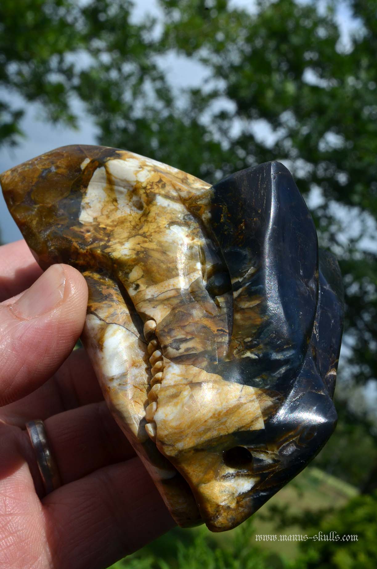 Manus skulls unique Crystal Carvings handmade skulls dragons pendants preseli bluestone tribals spiritual meaning wand Unicorn .. Blue opal with chalcedony