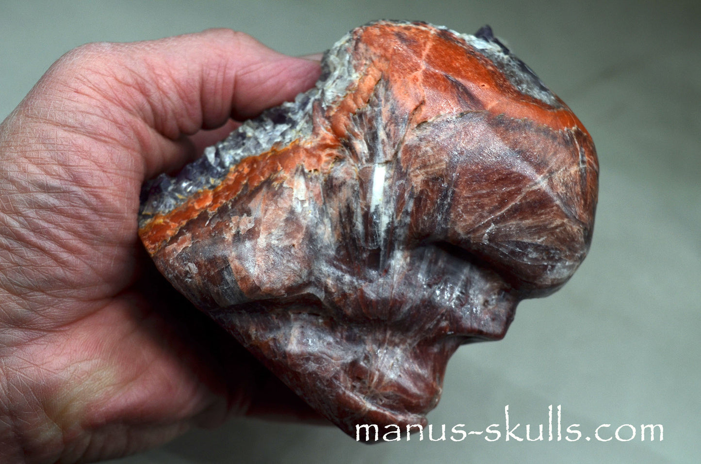 Barite on Fluorite Skull