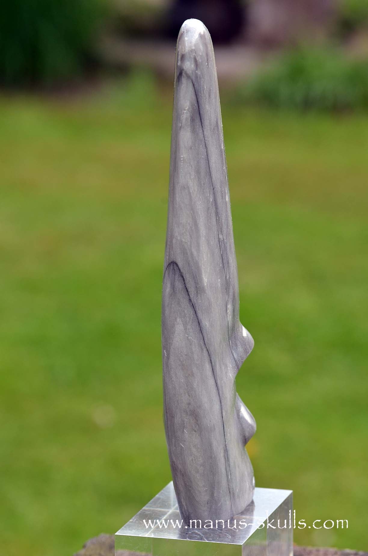 Hairless Grey Steatite Tribal Skull #044