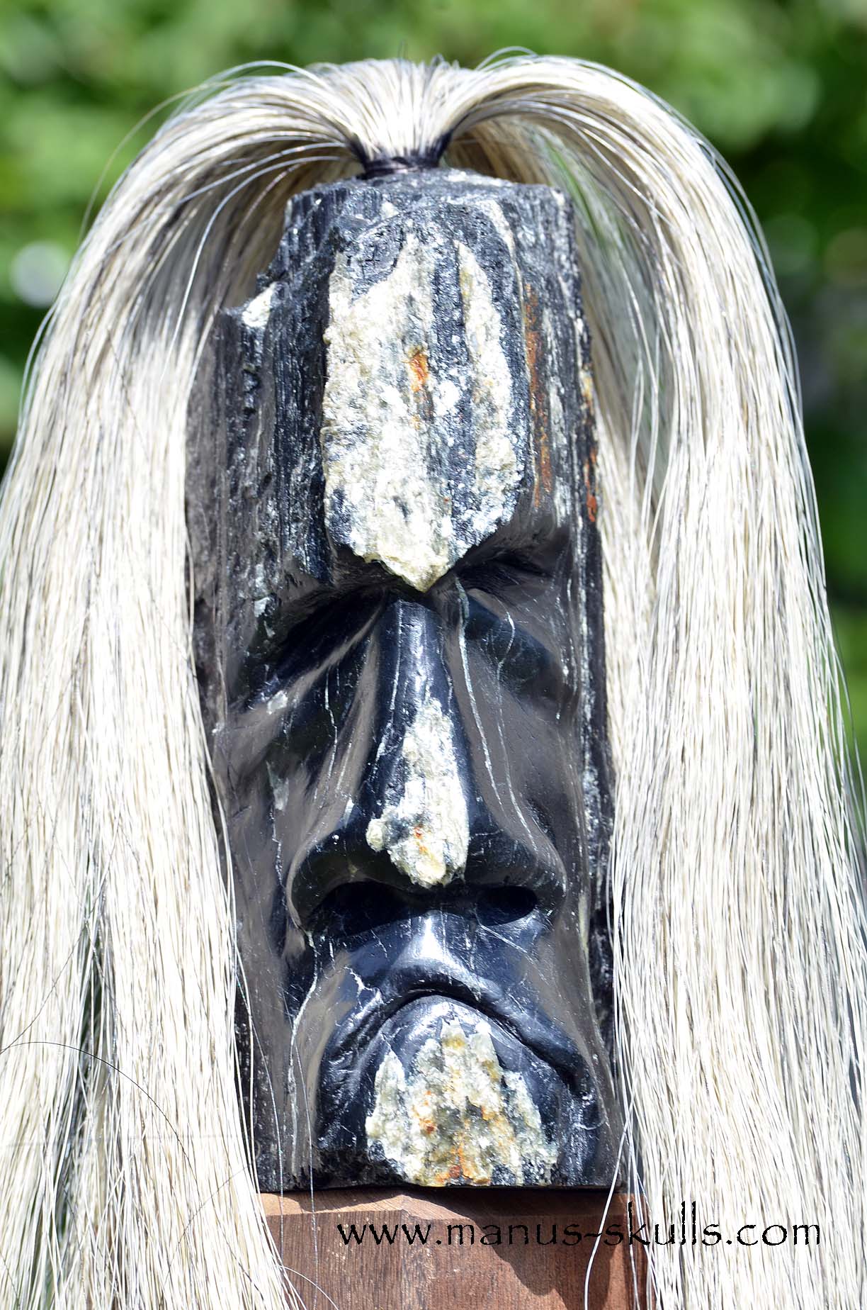 Black Tourmaline Tribal Skull #051