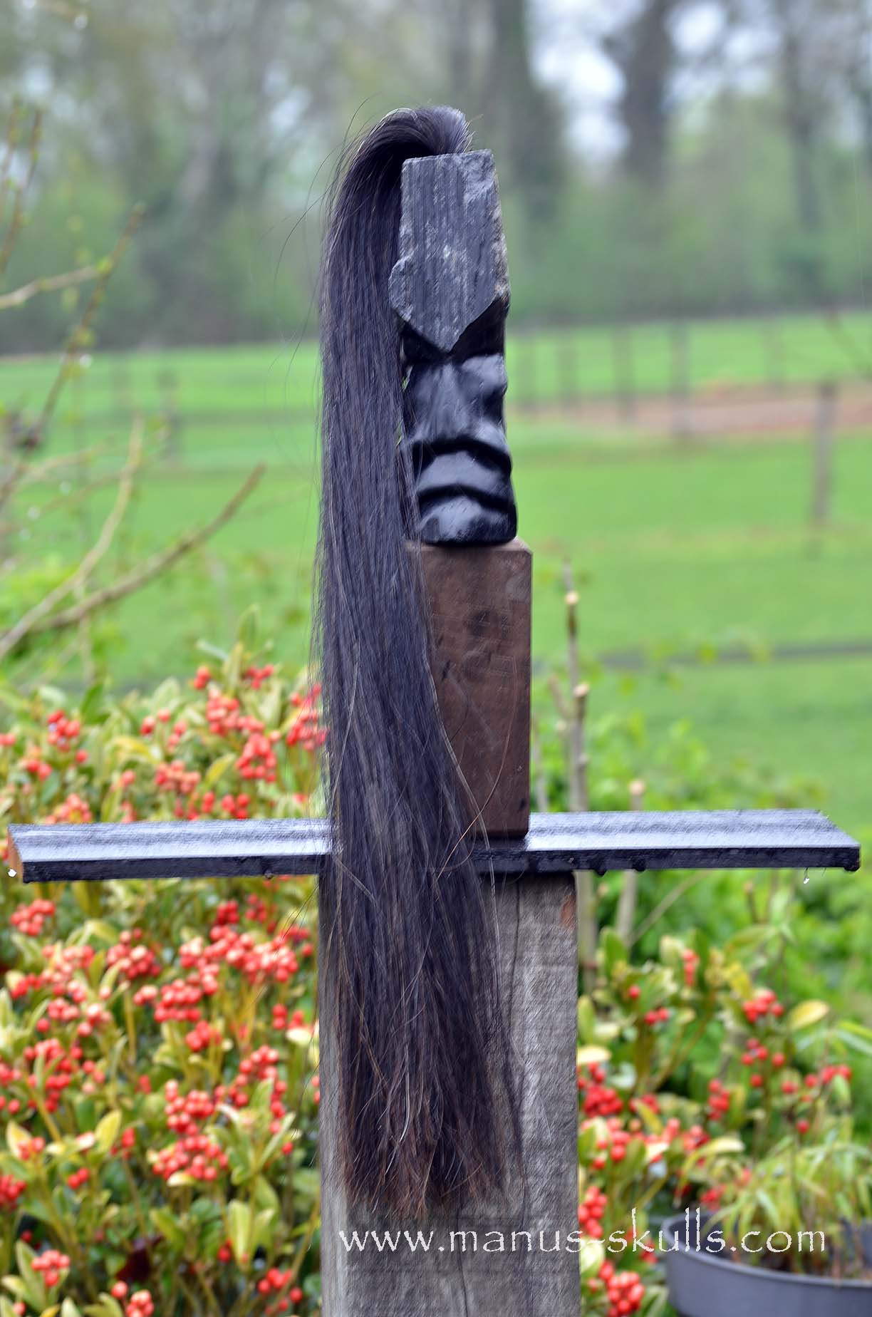 Black Tourmaline Tribal Skull #007