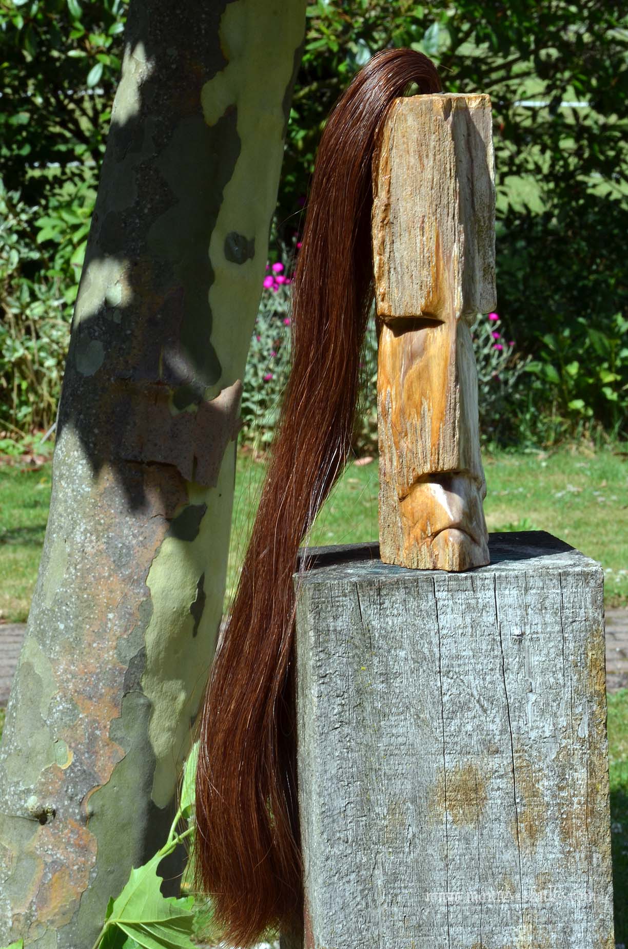 Large Petrified Wood Tribal Statue #063