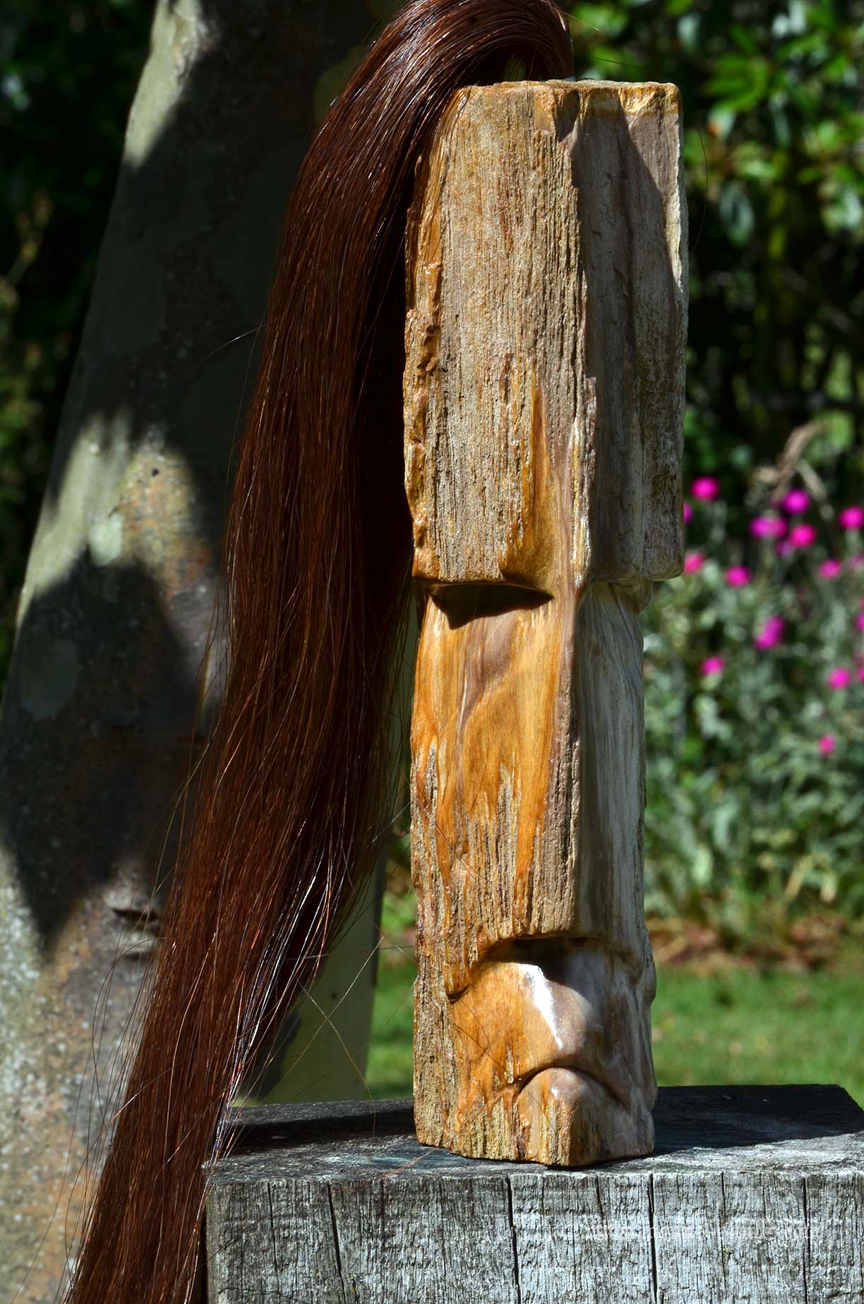 Large Petrified Wood Tribal Statue #063