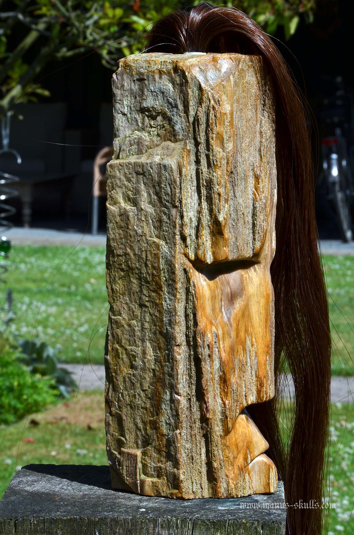 Large Petrified Wood Tribal Statue #063