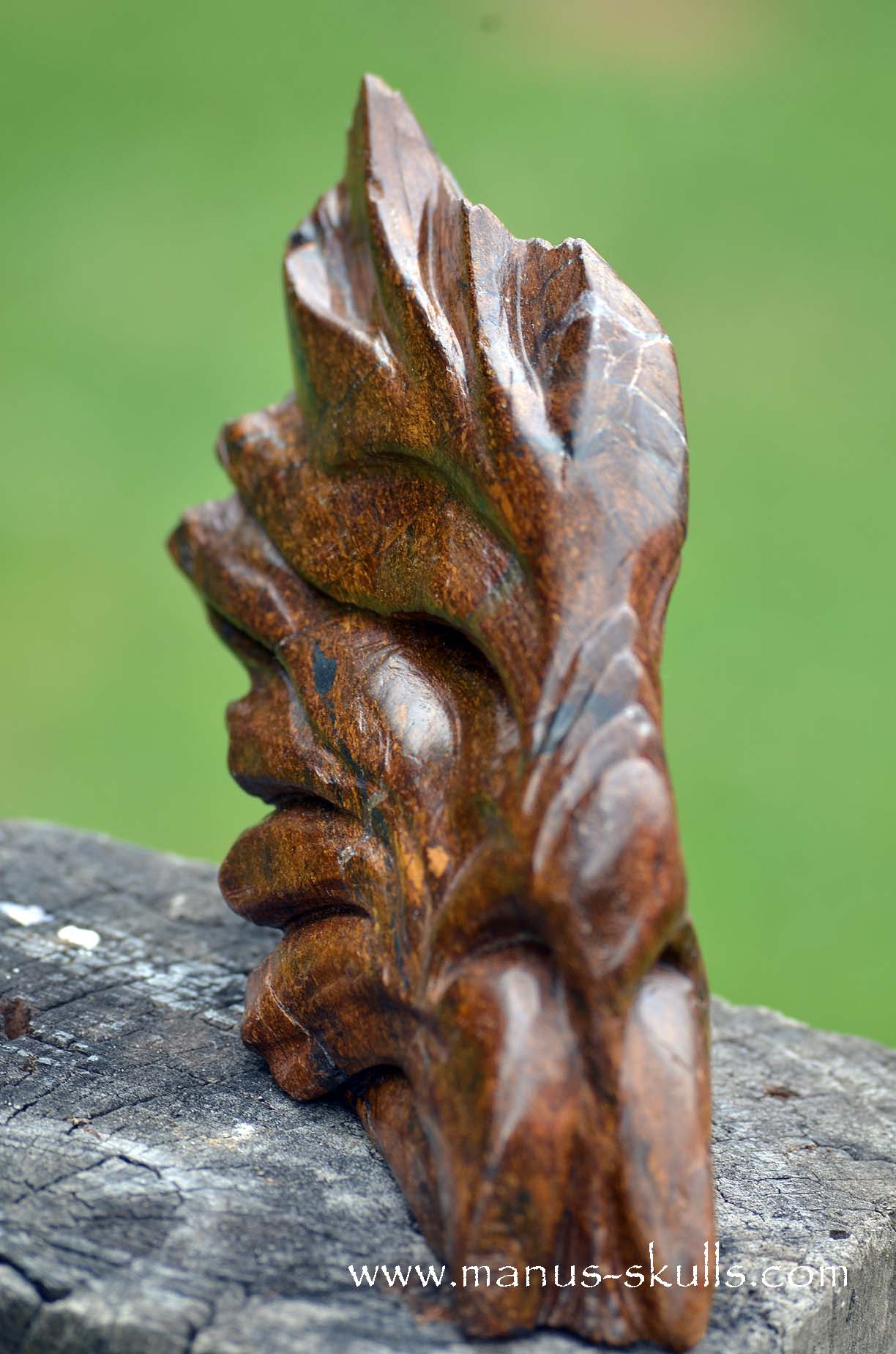 Manus skulls unique Crystal Carvings handmade skulls dragons pendants preseli bluestone tribals spiritual meaning wand Unicorn .. Bronzite