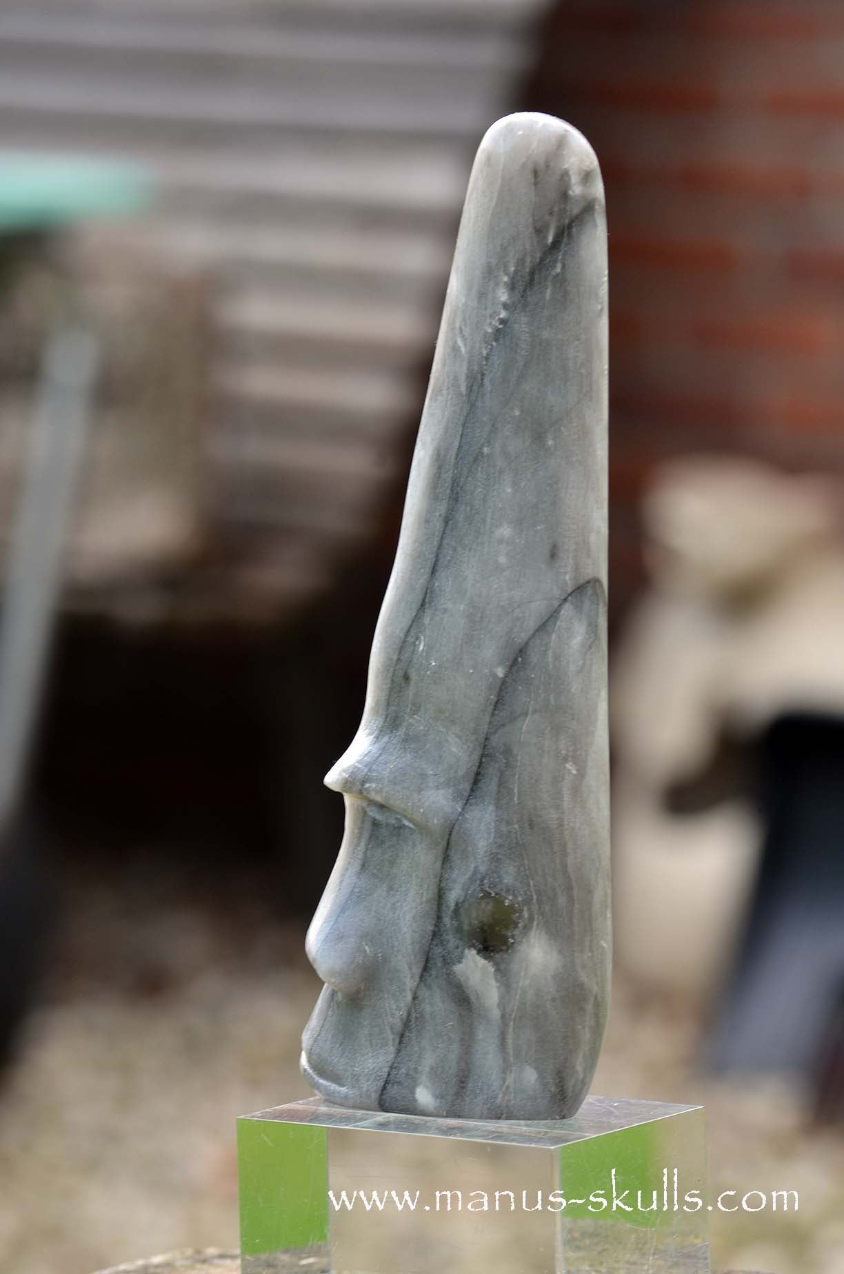 Hairless Grey Steatite Tribal Skull #044